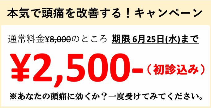 頭痛を本気で治すキャンペーン 初回お試し2500円