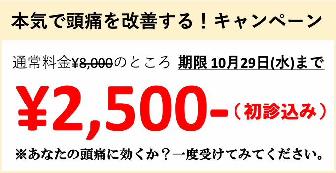 頭痛を本気で治すキャンペーン 初回お試し2500円
