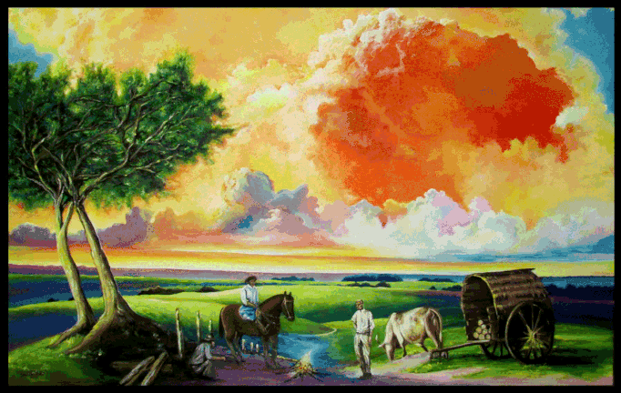 Brazilian Cattle Drive Painting. 8' x5' Arlington Tx Steakhouse Restaurant