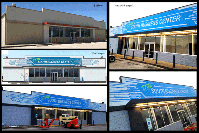 Full Store Front Repaint. Logo Design and Full Mural Sign, Cleburne Texas