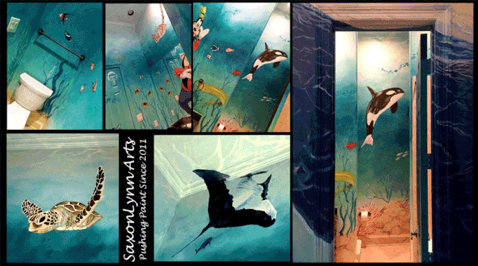 Tropical Sea Life Whole Room Bathroom Mural Dallas Texas