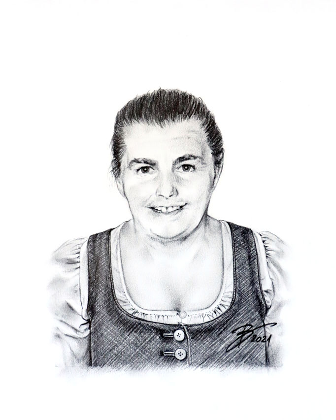 Portrait "Justine Huber" - 24x30cm - Graphitstift auf Papier