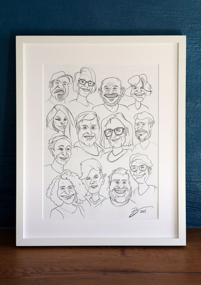 Karikaturzeichnung "Bäckerei Hofmann" - DIN A3 - Graphitstift auf Papier