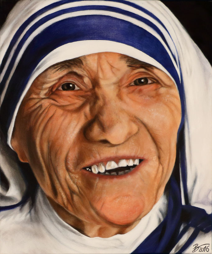 Mutter Teresa - 50x60cm - Acryl auf Leinwand