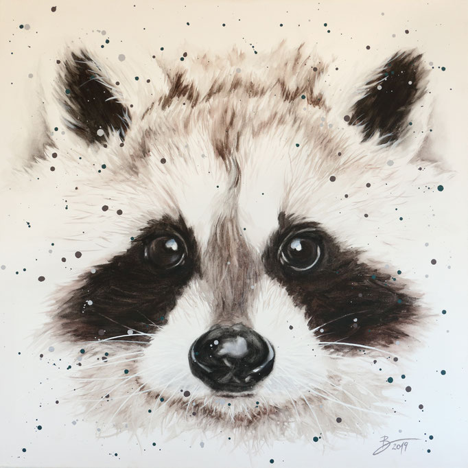 Waschbär - 80x80cm - Acryl auf Leinwand