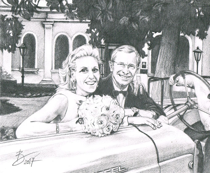 Familie Haslauer "Christina & Wilfried" - Bildausschnitt aus 18x28cm - Graphitstift auf Papier