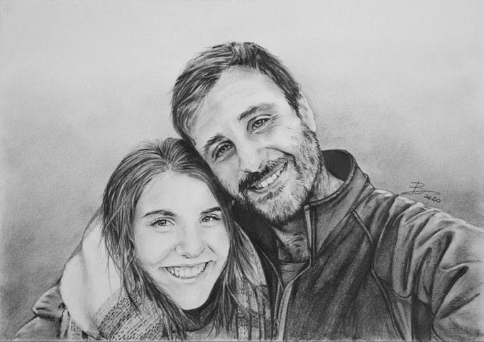 Portrait "Jessika & Harald" - DIN A3 - Graphitstift auf Papier