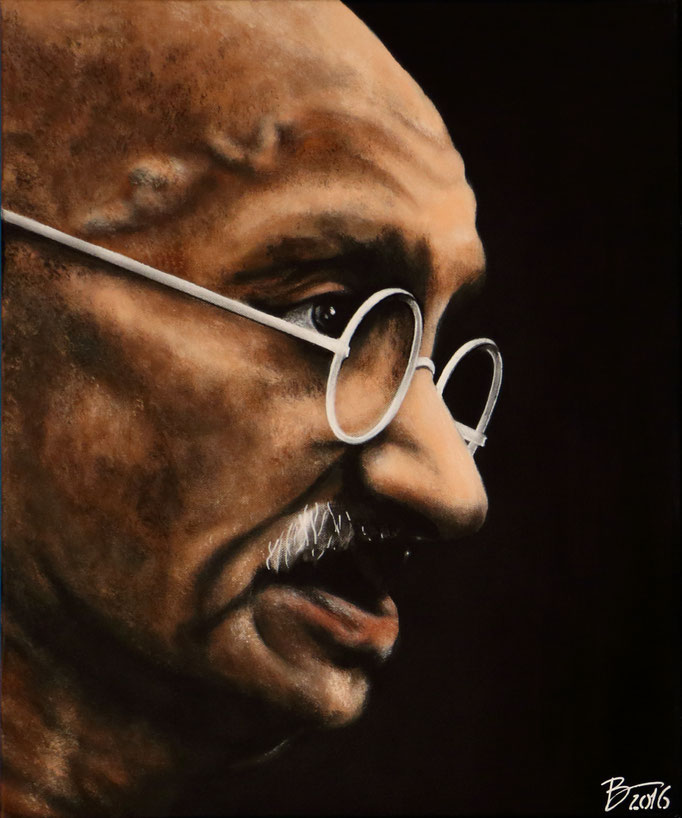 Mahatma Gandhi - 50x60cm - Acryl auf Leinwand