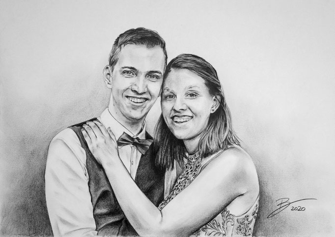 Portrait "Philipp & Sabrina" - DIN A3 - Graphitstift auf Papier