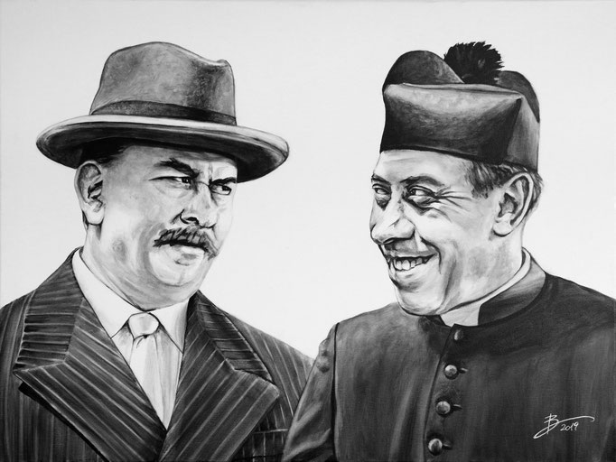 Don Camillo & Peppone - 60x80cm - Acryl auf Leinwand