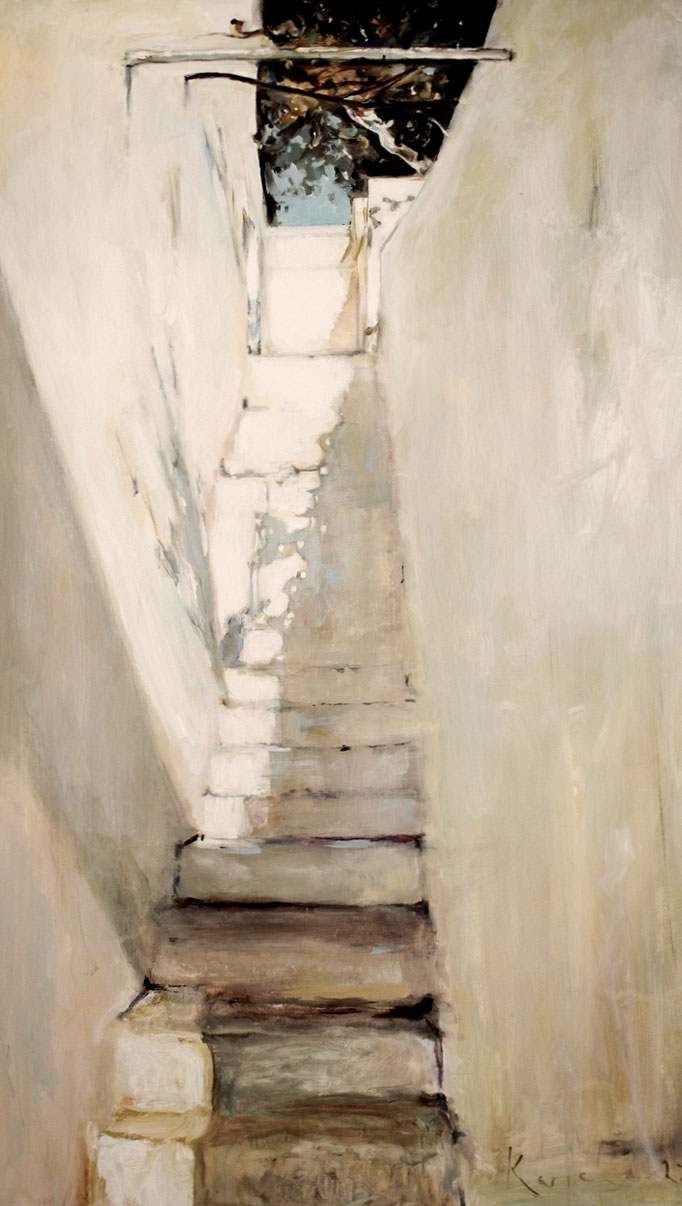 7. STAIRCASE IN SUNLIGHT-36X60-enamel paint on canvas - POPE   