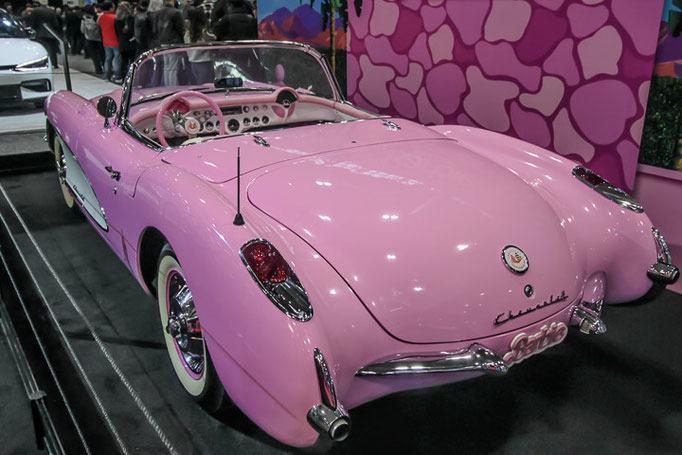 La pink Corvette of Barbie at 2024 Toronto Auto Show