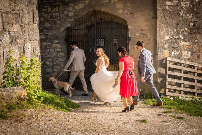 Hochzeitsfotograf am Schloss Heidenheim mit Hund