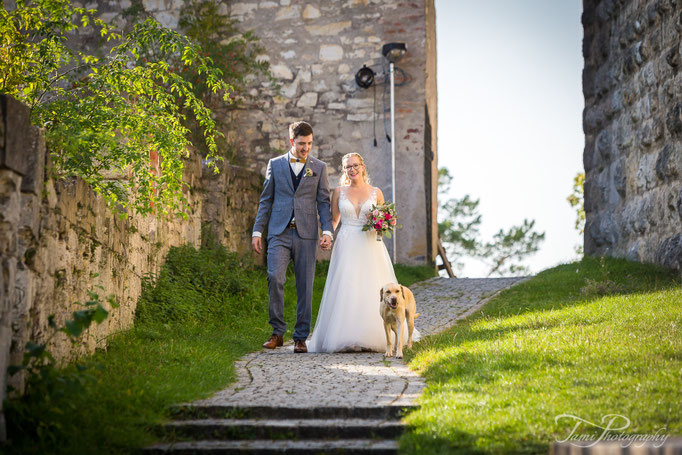 Brautpaarshooting am Schloss Heidenheim mit Hund