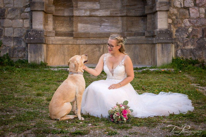 Hochzeitsfotograf am Schloss Heidenheim mit Hund