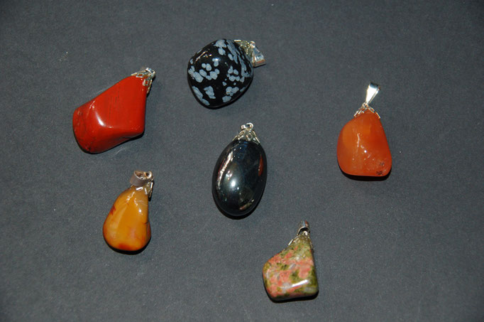 Jaspe Rouge - Obsidienne Flocons de Neige - Cornaline - Mookaïte - Hematite - Unakite