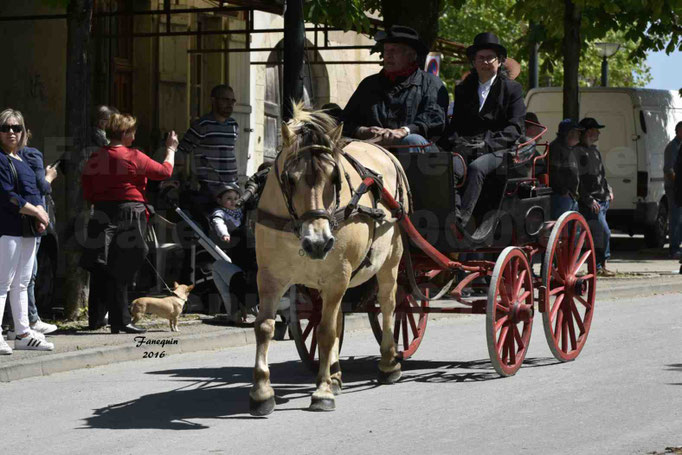 Défilé de calèches de 1900 dans les rues de Villeneuve d'Aveyron le 15 mai 2016 - Attelage simple de poney - calèche 4 roues - 2