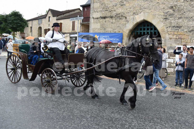 Défilé de calèches anciennes dans les rues de Villeneuve d'Aveyron  le 09 Juin 2019 - Cheval de MERENS