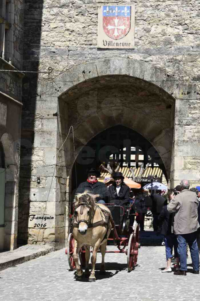 Défilé de calèches de 1900 dans les rues de Villeneuve d'Aveyron le 15 mai 2016 - Attelage simple de poney - calèche 4 roues - 3