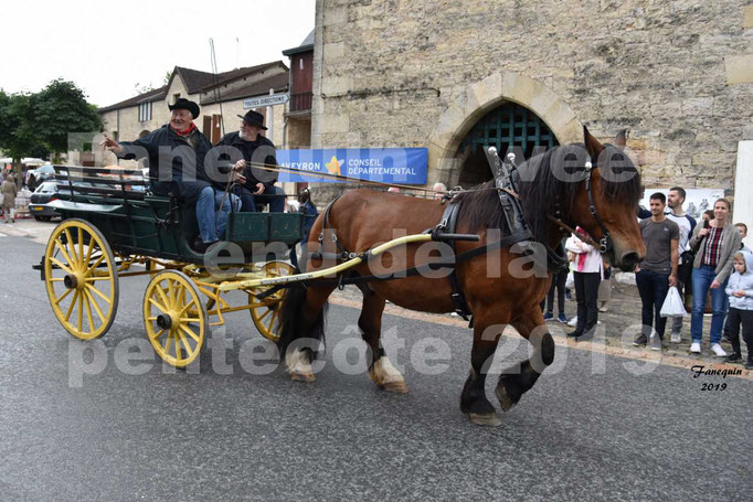 Défilé de calèches anciennes dans les rues de Villeneuve d'Aveyron  le 09 Juin 2019 - Cheval de trait & calèche 4 roues