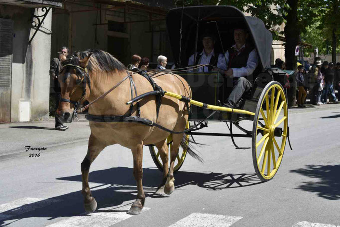 Défilé de calèches de 1900 dans les rues de Villeneuve d'Aveyron le 15 mai 2016 - Attelage simple de poney - calèche 2 roues - 5