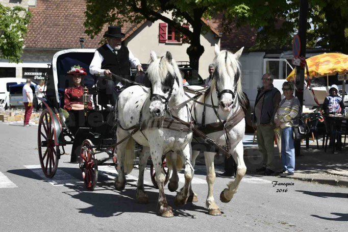 Défilé de calèches de 1900 dans les rues de Villeneuve d'Aveyron le 15 mai 2016 - Attelage en paire chevaux APPALOOSA - calèche 4 roues  - 5