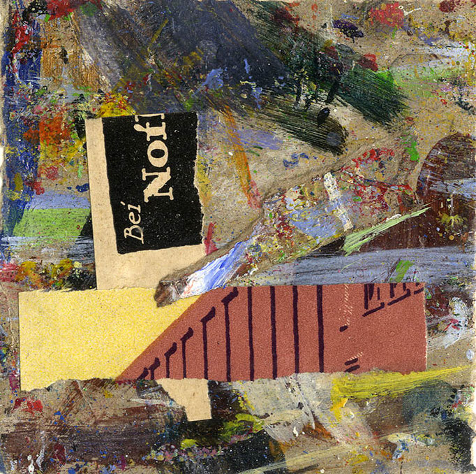 "Collage No.7: BEI" - Collage auf Packpapier - 2014 - 10 x 10 cm