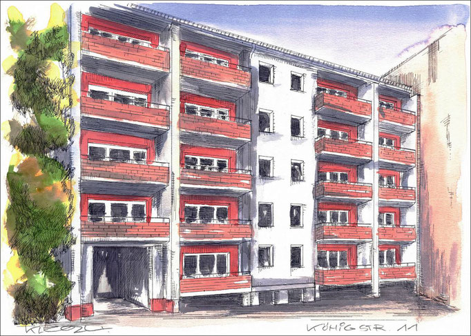 Berlin Königstrasse 9 -  9Feder und schwarze Tusche auf Aquarellkarton 300 g/qm - 42 x 29,7 cm - 2024