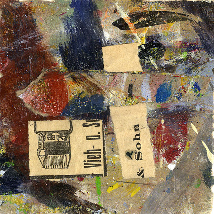 "Collage No.16: Vieh & Sohn" - Collage auf Packpapier - 2014 - 10 x 10 cm