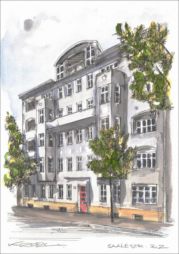 Berlin Saalestrasse  32 - Feder und schwarze Tusche auf Aquarellkarton 300 g/qm - 42 x 29,7 cm - 20