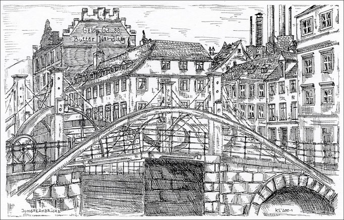 "Jungfernbrücke" - Feder und schwarze Tusche auf Zeichenkarton - 29,7 x 21 cm - 2001