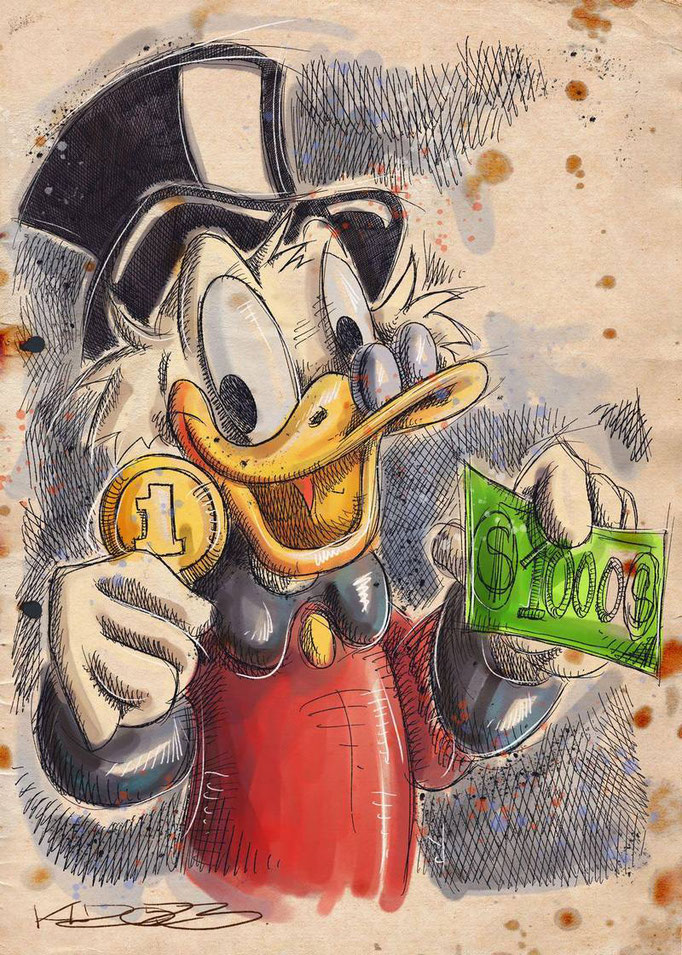 "Dagobert Duck - Cash is king!" - Digital Art - 2023