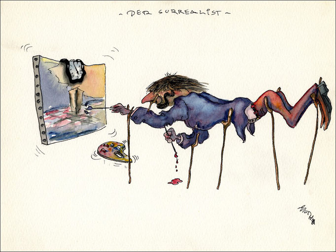 "Der Surrealist" - Feder und Aquarell - 1988