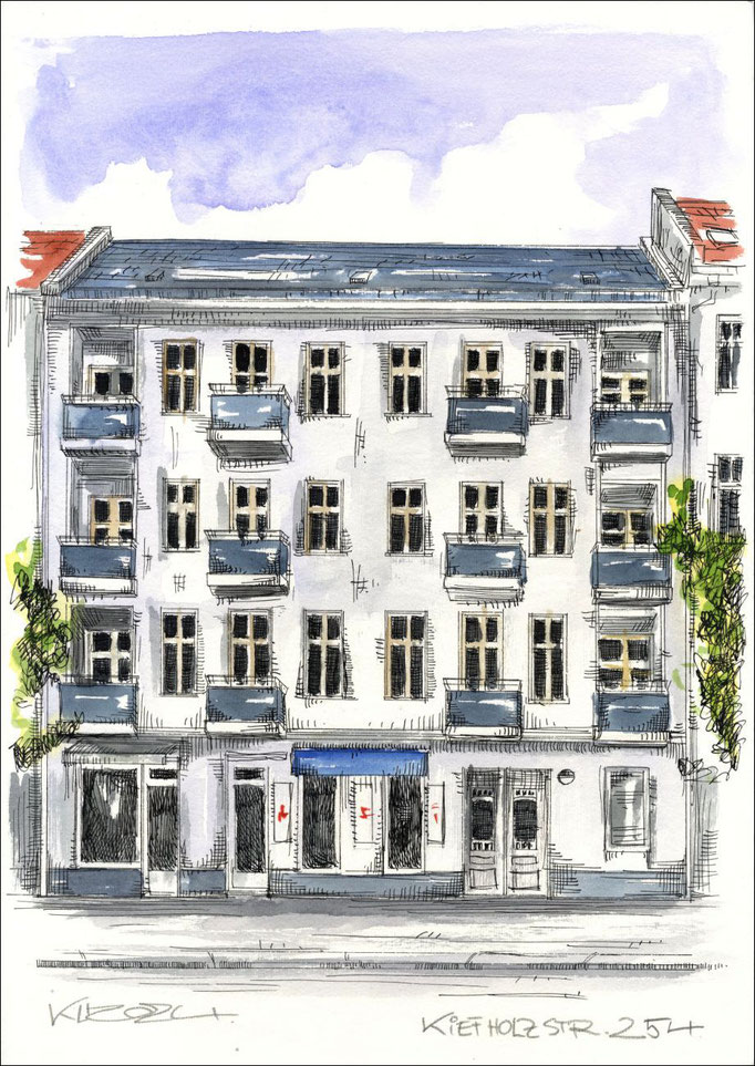 Berlin Kiefholzstrasse 254 - Feder und schwarze Tusche auf Aquarellkartonkarton 300 g/qm - 29,7 x 42 cm - 2024
