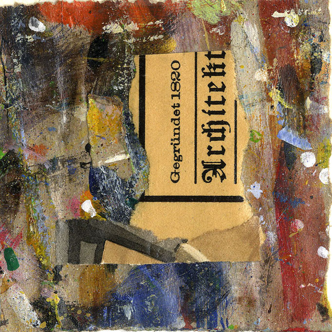 "Collage No.19: Architekt" - Collage auf Karton - Packpapier - 10 x 10 cm