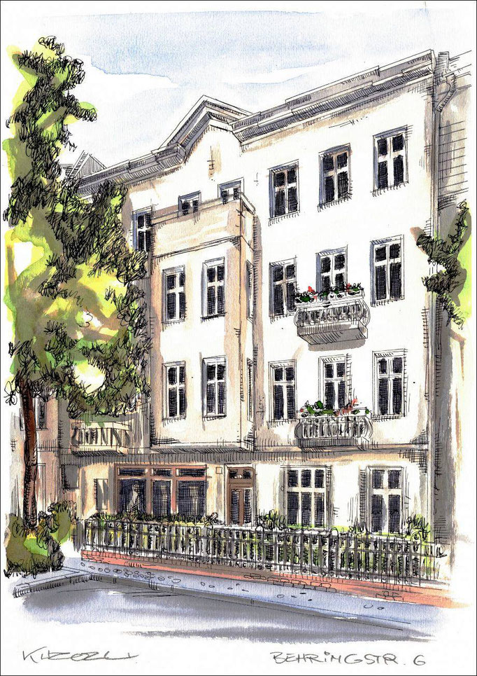 Berlin Behringstrasse 6 - Feder und schwarze Tusche auf Aquarellkarton 300 g/qm - 29,7 x 42 cm - 2024