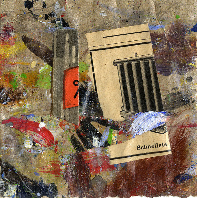 "Collage No.12: Schnellste" - Collage auf Packpapier - 2014 - 10 x 10 cm