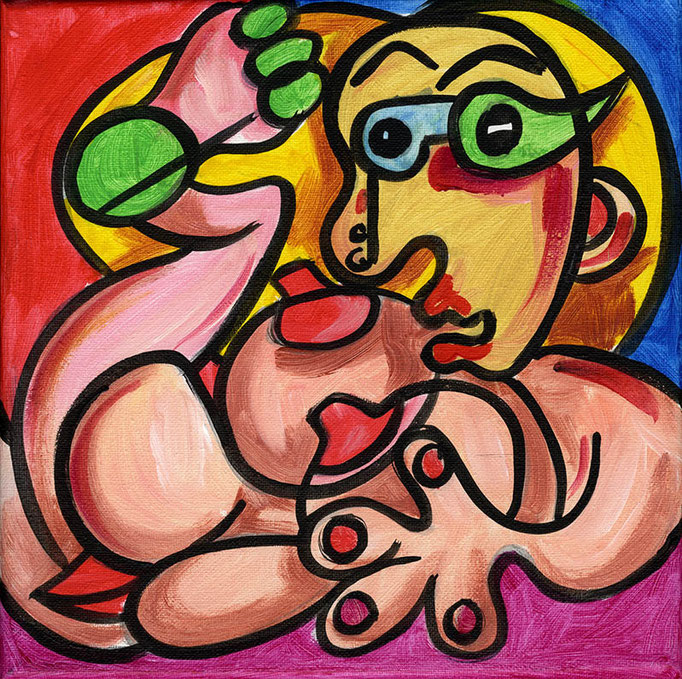 "Picasso Stayle Erotic Art IV" - Acryl auf Leinwand - 2011 - 20 x 20 cm