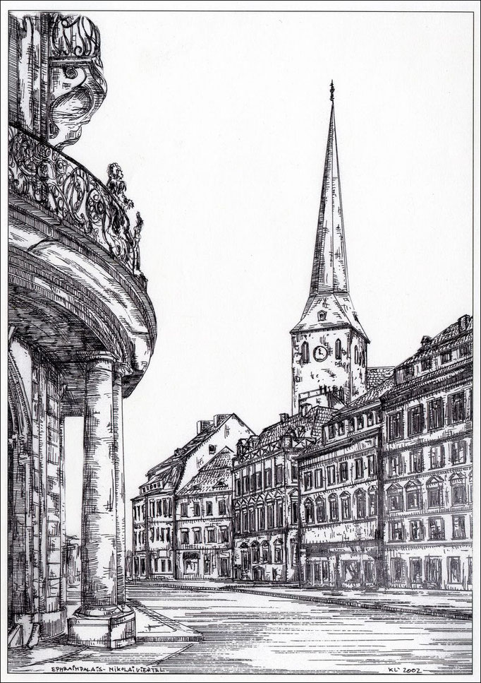 "Ephraimpalais im Nikolaiviertel" - Feder und schwarze Tusche auf Zeichenkarton - 29,7 x 21 cm - 2002