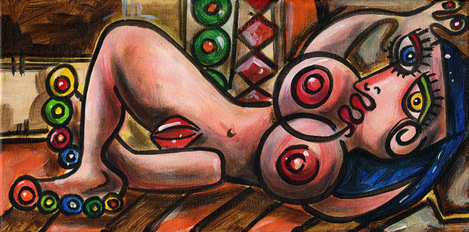 "Picasso Stayle Erotic Art X" - Acryl auf Leinwand - 2013 - 30 x 15 cm