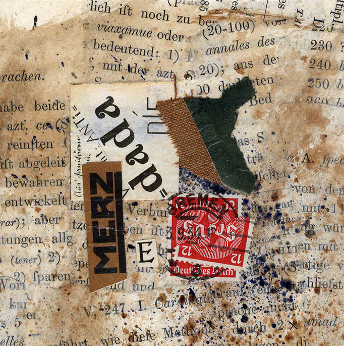 "Collage No.1: MERZ" - Collage auf Karton - 2014 - 10 x 10 cm