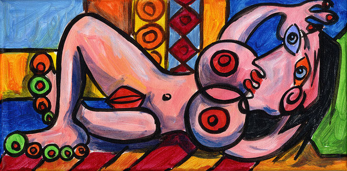 "Picasso Stayle Erotic Art X" - Acryl auf Leinwand - 2011 - 15 x 30 cm