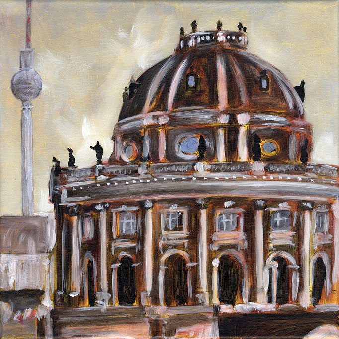 "Berlin Bodemuseum mit Fernsehturm" - Acryl auf Leinwand - 30 x 30 cm - 2009