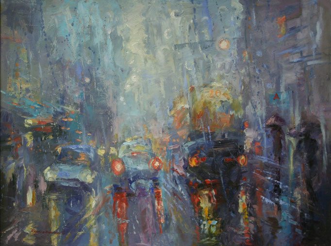 Rain in the city. 2012. Oil on canvas. 80 x 60 cm