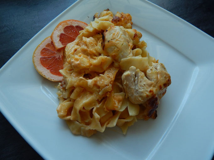 Hähnchenbrust mit Orangen Nudeln