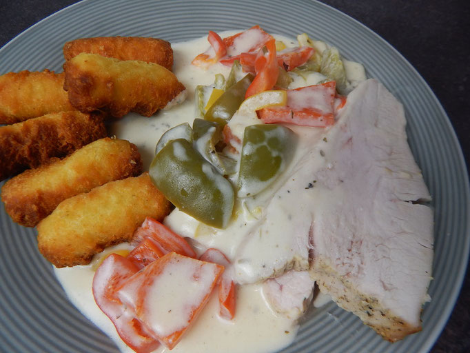 Putenbraten Paprika Sahne
