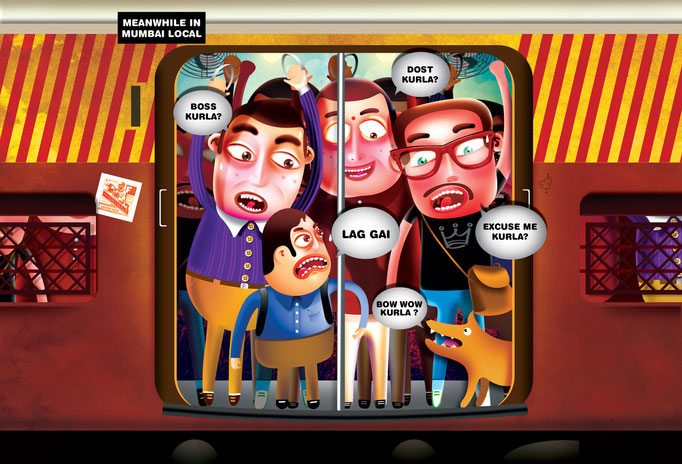 Mumbai local. Art Director : Raju Kulkarni, Illustration : Me.