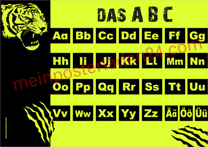 Neon ABC Lernposter: Tiger