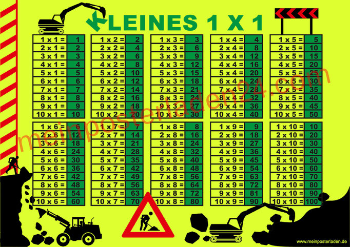 Neon 1x1 Lernposter: Baustelle