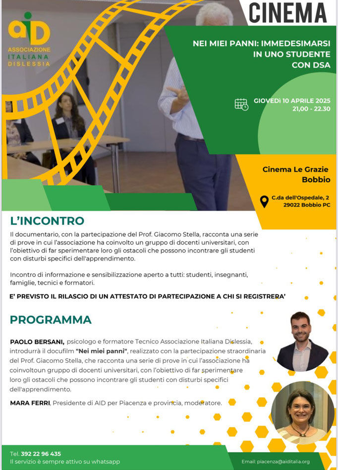 NEI MIEI PANNI: IMMEDESIMARSI IN UNO STUDENTE CON DSA giovedì 10: ore 21:00